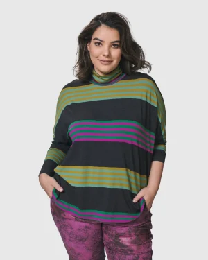 Women Alembika Urban Wine Bar Turtleneck Top, Stripes