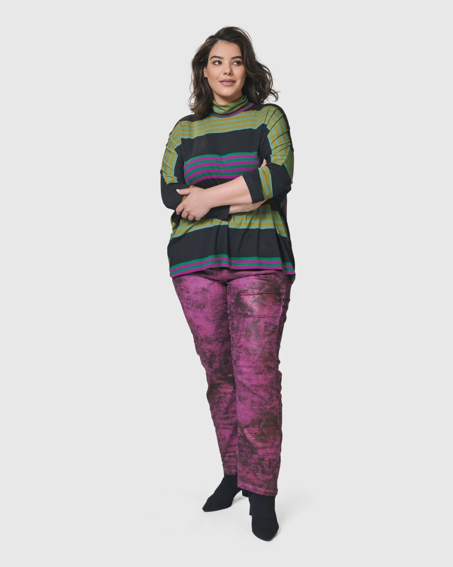 Women Alembika Urban Wine Bar Turtleneck Top, Stripes