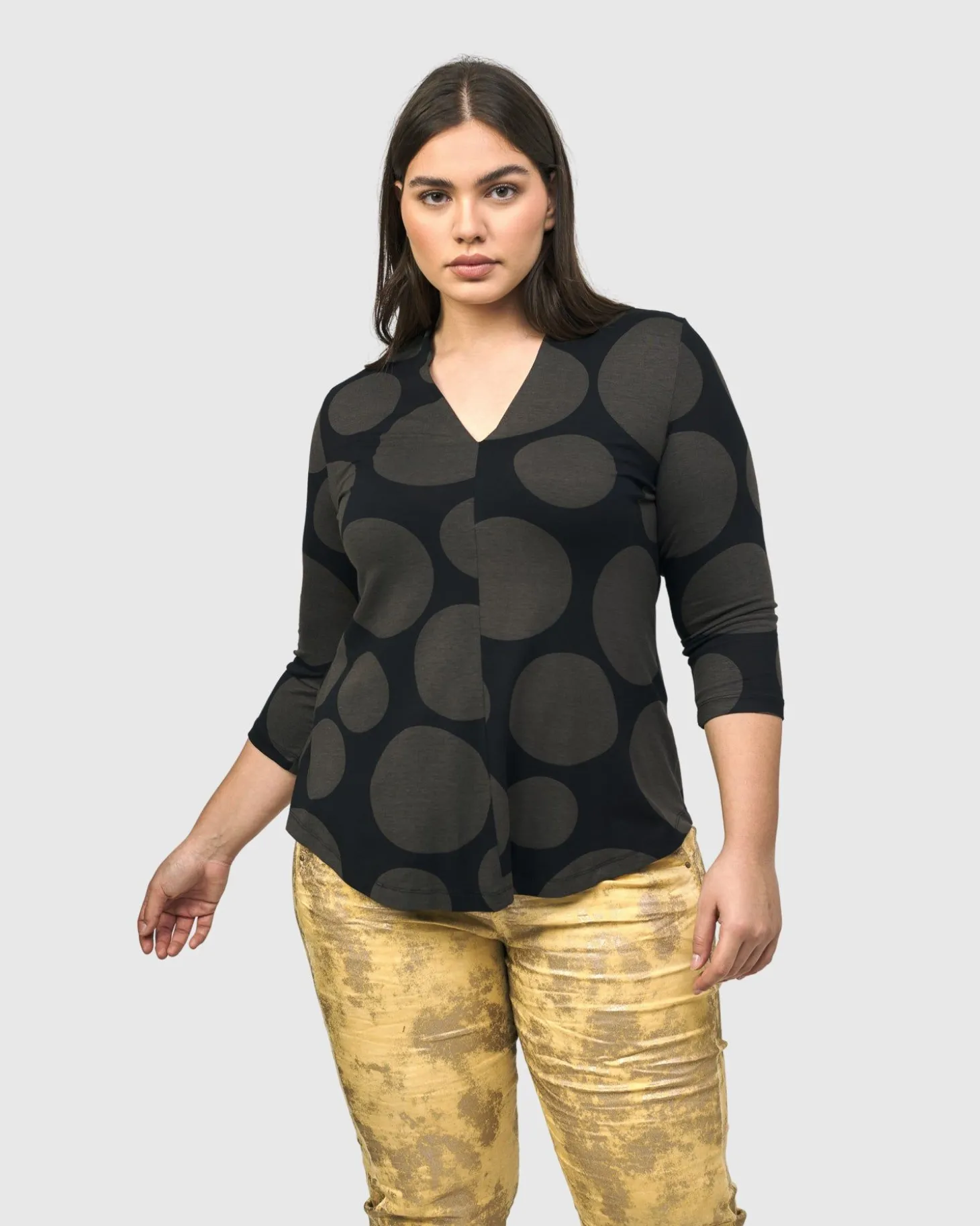 Women Alembika Voyager V-Neck Top, Brown