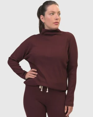 Women Alembika Zen Drawstring Sweatshirt, Wine