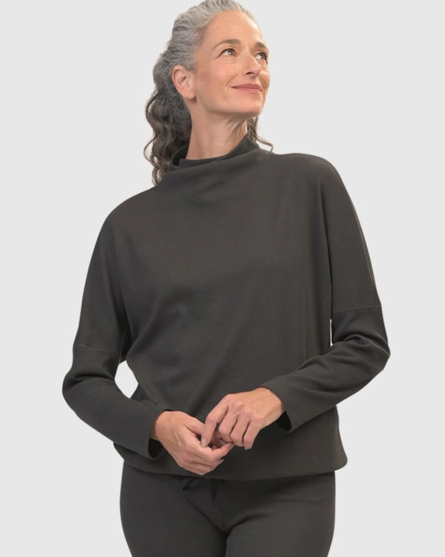 Women Alembika Zen Drawstring Sweatshirt, Charcoal