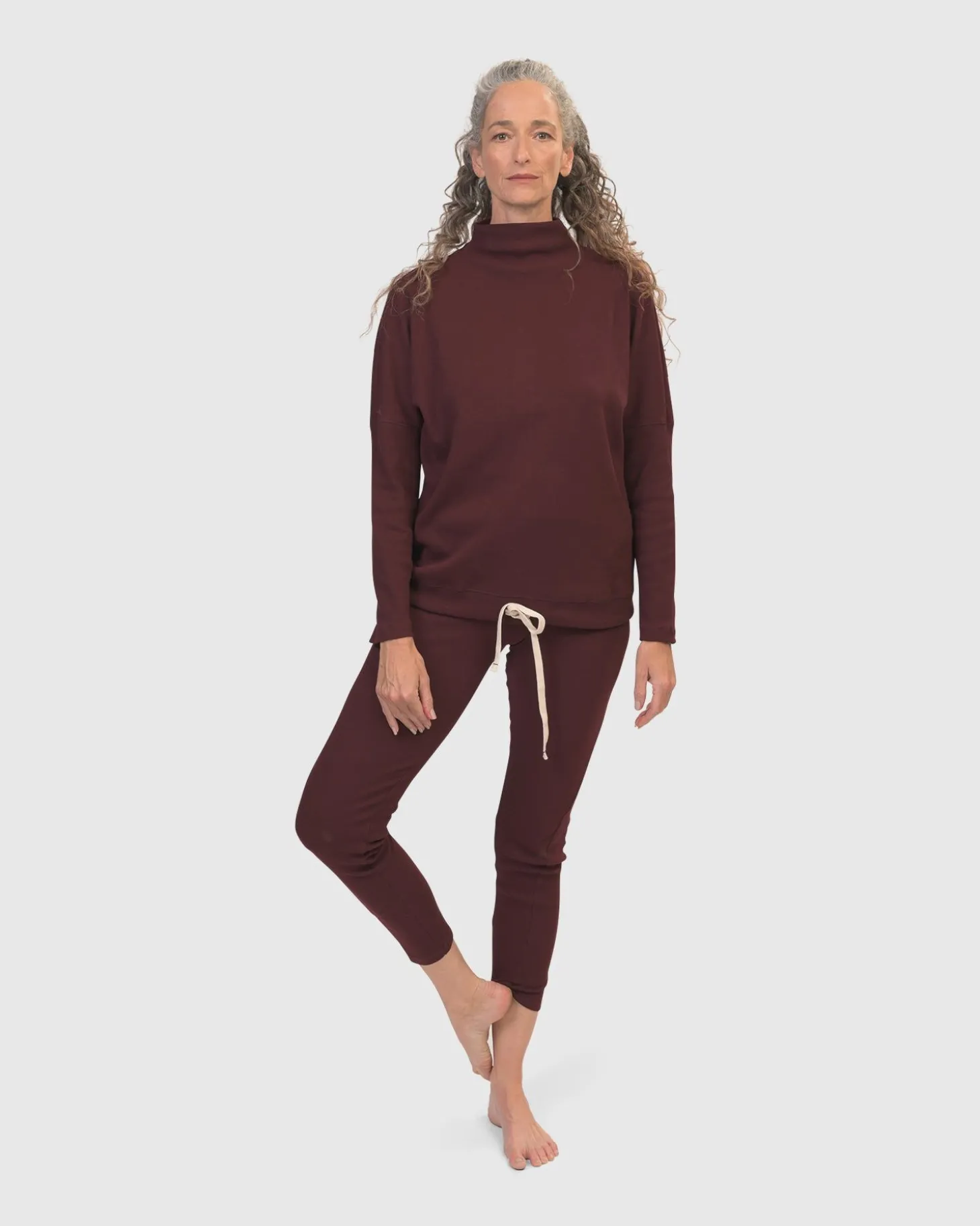 Women Alembika Zen Drawstring Sweatshirt, Wine